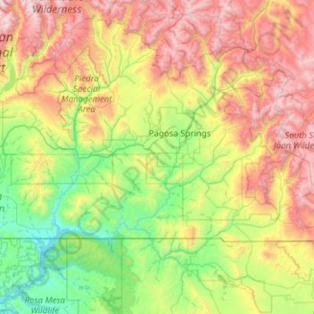 Mappa topografica Archuleta County, altitudine, rilievo