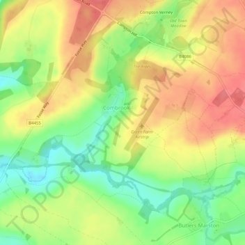 Mappa topografica Combrook, altitudine, rilievo