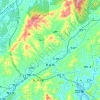 Mappa topografica 北岸镇, altitudine, rilievo