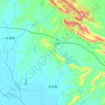 Mappa topografica 石龙, altitudine, rilievo