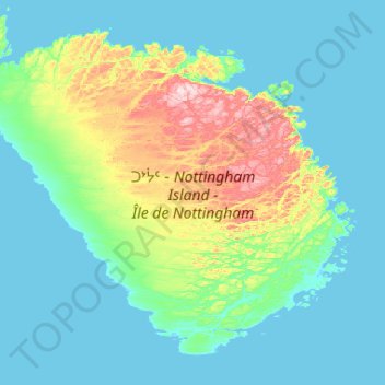 Mappa topografica Nottingham Island, altitudine, rilievo