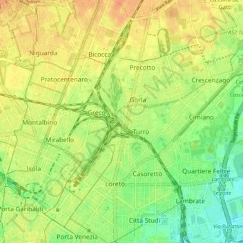 Mappa topografica Municipio 2, altitudine, rilievo
