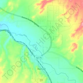 Mappa topografica Duncan, altitudine, rilievo
