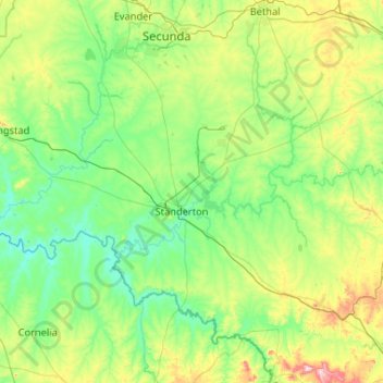 Mappa topografica Lekwa Local Municipality, altitudine, rilievo