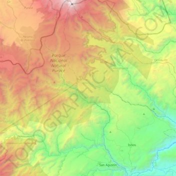 Mappa topografica Isnos, altitudine, rilievo