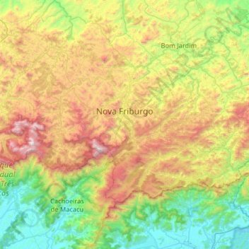 Mappa topografica Nova Friburgo, altitudine, rilievo