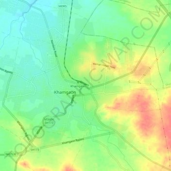 Mappa topografica Khamgaon (M Cl), altitudine, rilievo