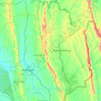 Mappa topografica Gumti WLS, altitudine, rilievo