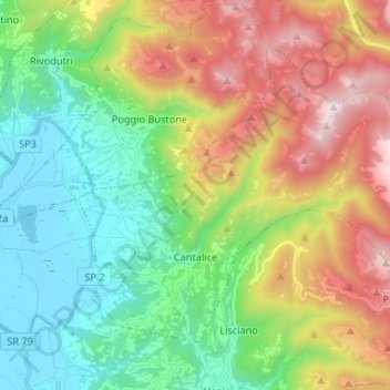 Mappa topografica Cantalice, altitudine, rilievo