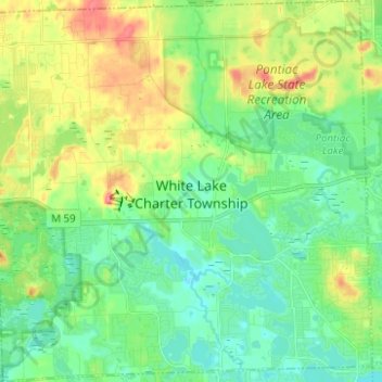 Mappa topografica White Lake Charter Township, altitudine, rilievo