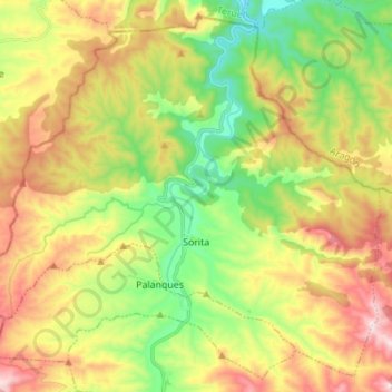 Mappa topografica Zorita del Maestrazgo, altitudine, rilievo