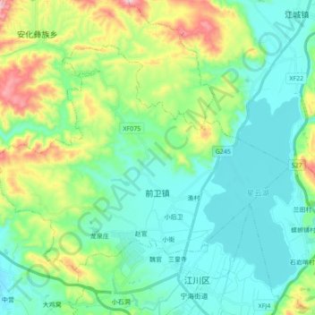Mappa topografica 前卫镇, altitudine, rilievo