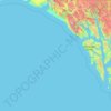 Mappa topografica Tongass National Forest, altitudine, rilievo