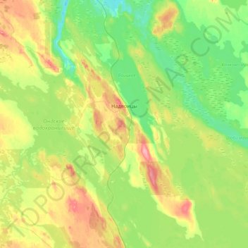 Mappa topografica Надвоицкое городское поселение, altitudine, rilievo