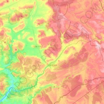 Mappa topografica Sigüenza, altitudine, rilievo
