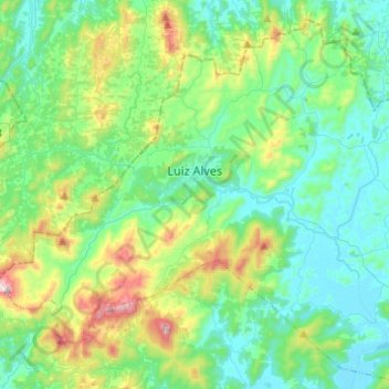 Mappa topografica Luiz Alves, altitudine, rilievo