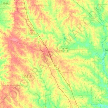 Mappa topografica Turner County, altitudine, rilievo