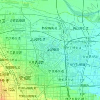 Mappa topografica 金水区, altitudine, rilievo