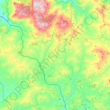 Mappa topografica Petralia Sottana, altitudine, rilievo