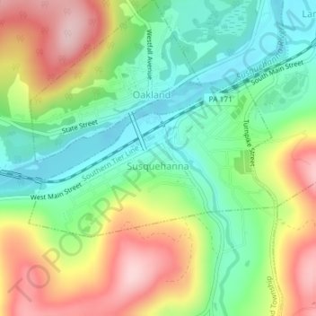 Mappa topografica Susquehanna Depot, altitudine, rilievo