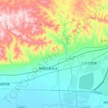 Mappa topografica 阿嘎如泰苏木, altitudine, rilievo