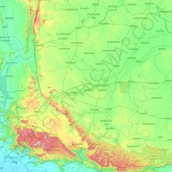 Mappa topografica จังหวัดนครราชสีมา, altitudine, rilievo