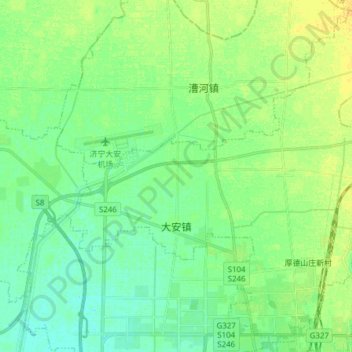 Mappa topografica 大安镇, altitudine, rilievo