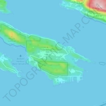 Mappa topografica South Pender Island, altitudine, rilievo