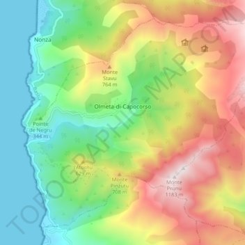 Mappa topografica Olmeta-di-Capocorso, altitudine, rilievo