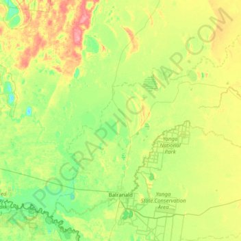 Mappa topografica Balranald, altitudine, rilievo