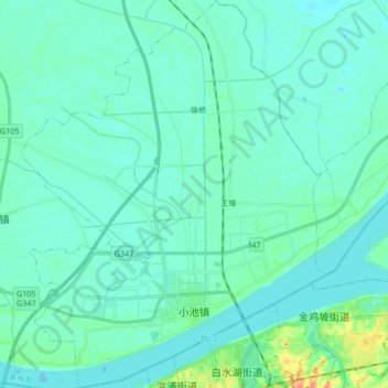 Mappa topografica 小池镇, altitudine, rilievo
