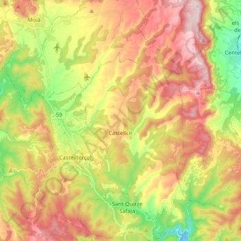 Mappa topografica Castellcir, altitudine, rilievo