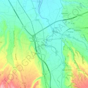 Mappa topografica Predosa, altitudine, rilievo