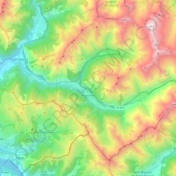 Mappa topografica Valjouffrey, altitudine, rilievo
