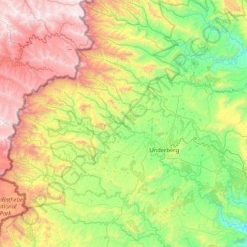 Mappa topografica Kwa Sani Local Municipality, altitudine, rilievo