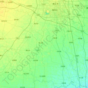 Mappa topografica 睢阳区, altitudine, rilievo