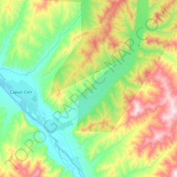 Mappa topografica Дерзиг-Аксы сумон, altitudine, rilievo