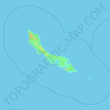 Mappa topografica Curaçao, altitudine, rilievo