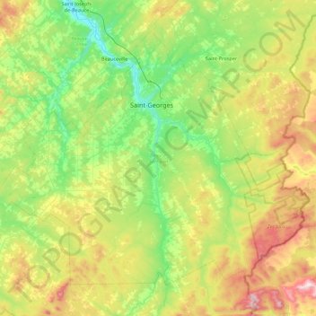Mappa topografica Beauce-Sartigan, altitudine, rilievo