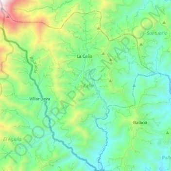 Mappa topografica La Celia, altitudine, rilievo