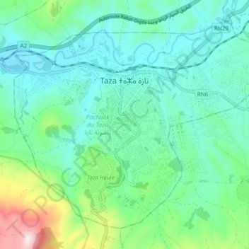 Mappa topografica Taza تازة, altitudine, rilievo