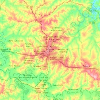 Mappa topografica Boituva, altitudine, rilievo