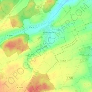 Mappa topografica Grundsheim, altitudine, rilievo