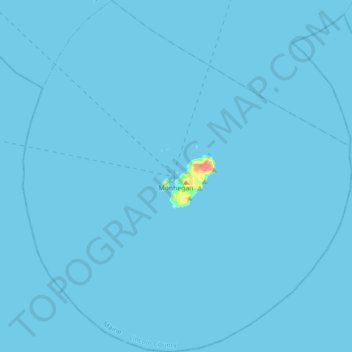 Mappa topografica Monhegan Island Plantation, altitudine, rilievo