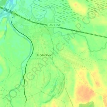 Mappa topografica Шумский, altitudine, rilievo