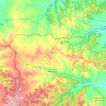 Mappa topografica Valjunquera, altitudine, rilievo