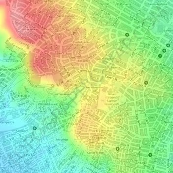 Mappa topografica Las Colinas, altitudine, rilievo