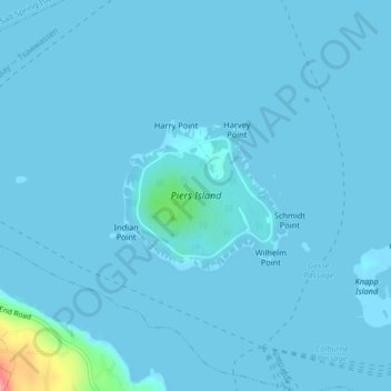 Mappa topografica Piers Island, altitudine, rilievo