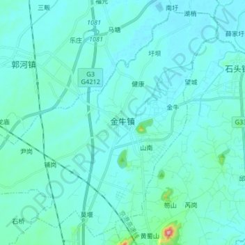 Mappa topografica 金牛镇, altitudine, rilievo