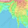 Mappa topografica Birmania, altitudine, rilievo